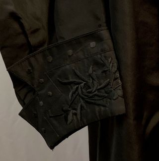 Vtg 1900 ' s Edwardian Black Full Length Silk Coat w Embroidery 4
