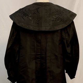 Vtg 1900 ' s Edwardian Black Full Length Silk Coat w Embroidery 7