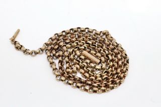 A Antique Victorian 9ct 375 Rose Gold Barrel Clasp Necklace Chain 13800