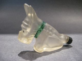 Antique Frosted Glass Scottie Dog Perfume Scent Bottle Figural Vintage Terrier