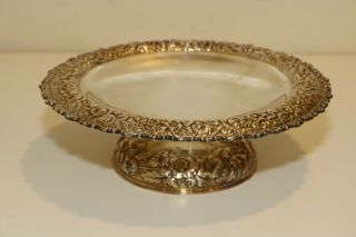 Vintage Tiffany & Co.  Silver Soldered Floral Pedestal Serving Compote Dish