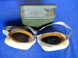 Vintage Wwii French? Pilot/aviator Googles With Case