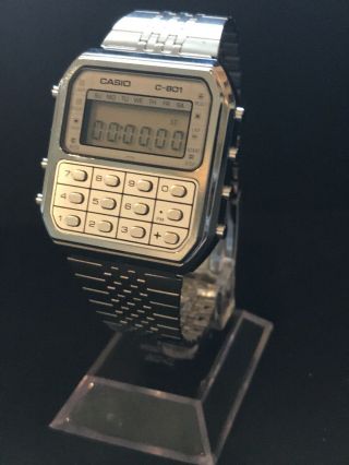 Vintage Casio Calculator Watch C - 801,  rare White Face Surround From 1980 2