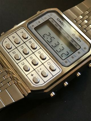 Vintage Casio Calculator Watch C - 801,  rare White Face Surround From 1980 8