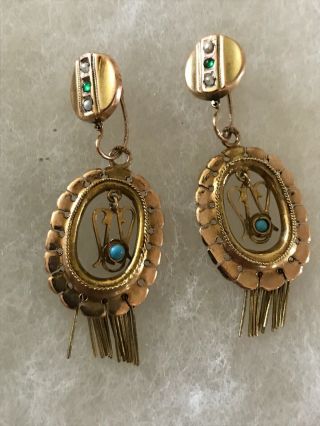 Rare Antique Ef Signed Edward Farrell Gold Georgian/victorian/etruscan Earrings