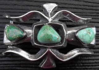 Sterling Silver Turquoise Belt Buckle Sand Cast By Master Alberto Contreras Vtg