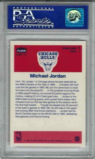 1986 Fleer Sticker Michael Jordan ROOKIE RC 8 PSA 9 OLD VINTAGE PSA LABEL 2