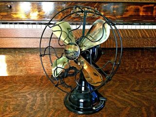 Antique Electric Fan Brass Blade Colonial Vintage Old Restored
