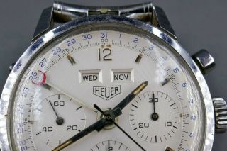 Vtg HEUER Carrera 12 Dato Ref: 2547 Mark II Triple Calendar Chronograph Watch 4
