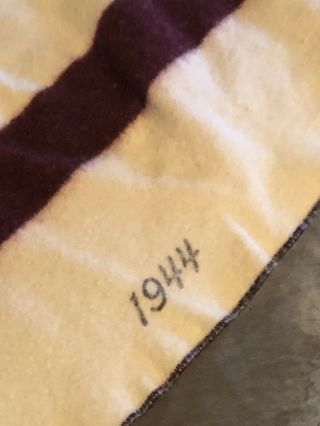 World War WWII US Army MD 1944 Wool Cabin Trade Blanket Vintage Antique 3