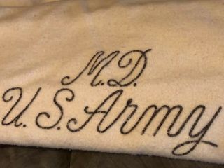 World War WWII US Army MD 1944 Wool Cabin Trade Blanket Vintage Antique 7