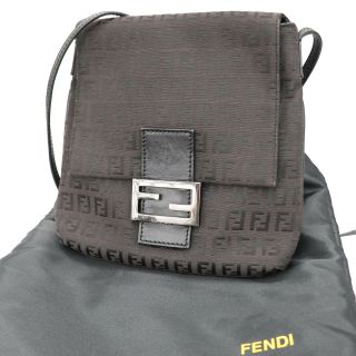Fendi Zucca Pattern Shoulder Bag Brown Black Canvas Leather Vintage Auth T898 Z