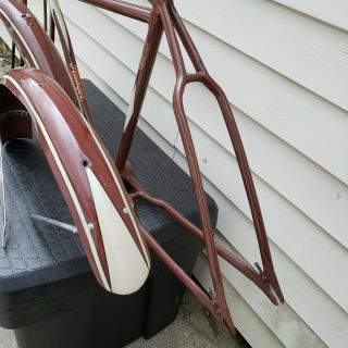 Vintage prewar Mead ranger bicycle frame fork & fender,  schwinn,  autocycle,  antique 12