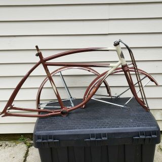 Vintage Prewar Mead Ranger Bicycle Frame Fork & Fender,  Schwinn,  Autocycle,  Antique