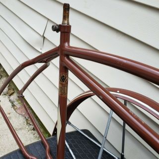 Vintage prewar Mead ranger bicycle frame fork & fender,  schwinn,  autocycle,  antique 4