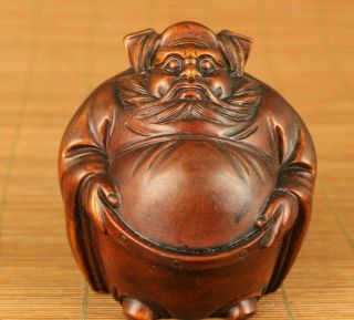 Chinese Old Boxwood Hand Carving Zhong Kui Exorcism Statue Figue Netsuke Gift