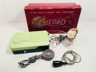 Vintage Minicord Wire Recorder With Hanhart Chrono Microphone Watch Spy Gear Cia