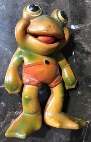 Vintage Antique 1940s Rempel Akron Ohio Froggy 6 - Inch Tall Rubber Squeaker Toy