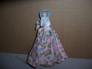 Vintage Porcelain Half Doll Table Broom Dress To Cover Bristles