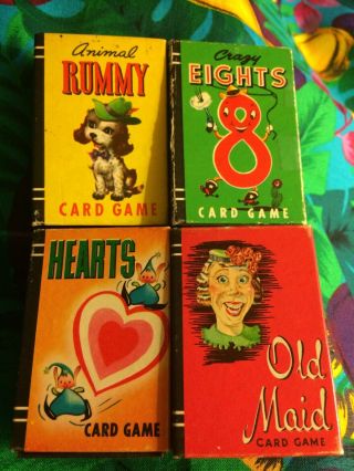 Old Maid Eights Hearts Animal Rummy Whitman Publishing Peter Pan Card Games