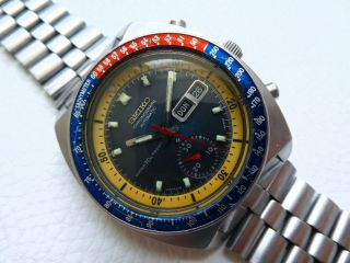 Rare Vintage Steel SEIKO Pogue Automatic Men ' s Chronograph watch from 1974 ' s 3