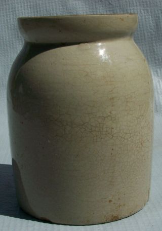 Primitive Vintage Ceramic Glazed Stoneware Crock/ Jar With Lid