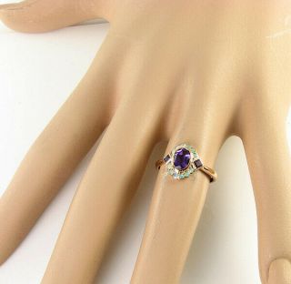 DAINTY 9K 9CT ROSE GOLD AMETHYST AUS OPAL ART DECO INS CLUSTER RING RESIZE 5