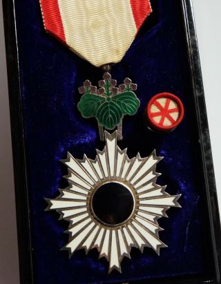 Japanese Order Of Rising Sun 6th Class Medal Badge Rosette Japan Sterling Silver
