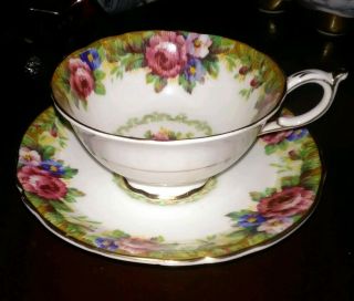 Vintage Paragon Fine Bone China Tea Cup And Plate Tapestry Rose Pattern England