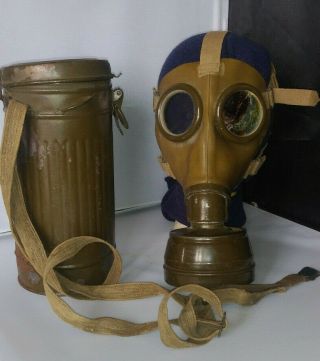 Wwii German Italian M31 Ii A2b 112 Gas Mask With Canister Straps & Filter