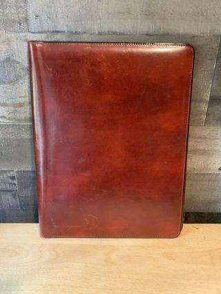 Bosca Leather Portfolio Hand Stained Hide Padfolio Writing Pad Brown Usa Vtg