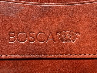 Bosca Leather Portfolio Hand Stained Hide Padfolio Writing Pad Brown USA Vtg 3
