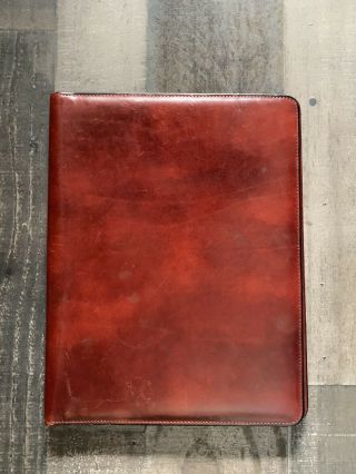 Bosca Leather Portfolio Hand Stained Hide Padfolio Writing Pad Brown USA Vtg 5