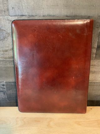 Bosca Leather Portfolio Hand Stained Hide Padfolio Writing Pad Brown USA Vtg 7
