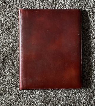 Bosca Leather Portfolio Hand Stained Hide Padfolio Writing Pad Brown USA Vtg 8