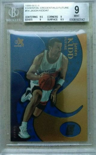 JASON KIDD 1999 - 00 FLEER E - X ESSENTIAL CREDENTIALS FUTURE 39/47 BGS 9 RARE 3