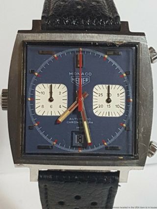 Rare Vintage Heuer 1133 XL Monaco Mens Chronograph Date Steel 1970s Automatic 3