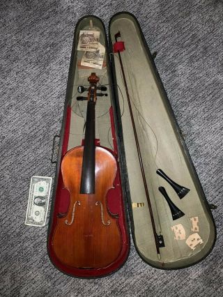 Antique Germany Vintage Violin Fiddle Sebastian Gotz Stradivarius In Case