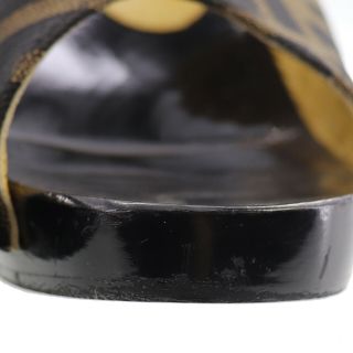 FENDI Zucca Heel Sandals Brown Black Canvas Wood Vintage Italy Authentic AA116 8