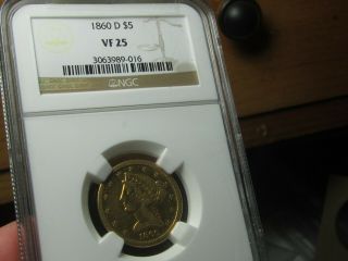 Rare Dahlonega Minted Liberty Head 1860 - D Ngc Vf - 25 Mintage Only 14,  635