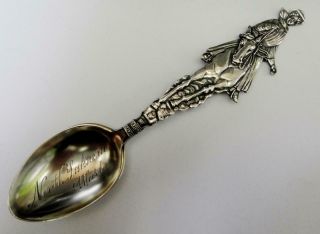 Antique Large Size Sterling Silver Spoon,  Full Figural Lady Astride a Horse. 2