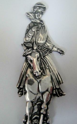 Antique Large Size Sterling Silver Spoon,  Full Figural Lady Astride a Horse. 3