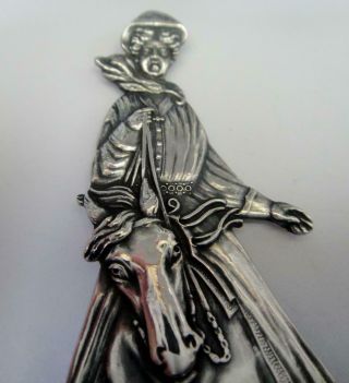 Antique Large Size Sterling Silver Spoon,  Full Figural Lady Astride a Horse. 4