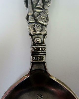 Antique Large Size Sterling Silver Spoon,  Full Figural Lady Astride a Horse. 5