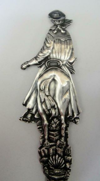 Antique Large Size Sterling Silver Spoon,  Full Figural Lady Astride a Horse. 8