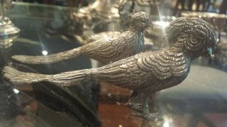 235g Sanborn Numered Virtu Masterpiece Sterling Silver Set 2 Royal Pheasants