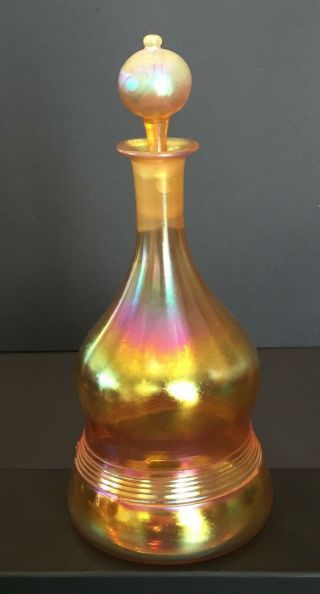 Antique Signed L.  C.  T.  Tiffany Studios Favrile Art Glass Decanter Ribbed Gold