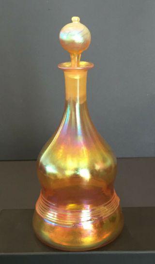 ANTIQUE SIGNED L.  C.  T.  TIFFANY STUDIOS FAVRILE ART GLASS DECANTER RIBBED GOLD 2