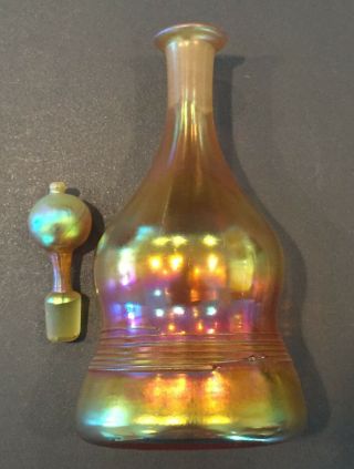 ANTIQUE SIGNED L.  C.  T.  TIFFANY STUDIOS FAVRILE ART GLASS DECANTER RIBBED GOLD 6