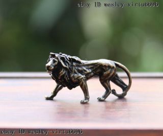 China Copper Bronze Lion King Lion Fiercely Fu Foo Dog Lion Animal Statue T060